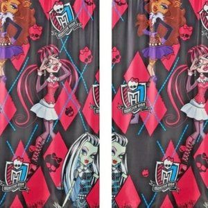 Two Monster High Dolls Room Darkening Drapery Panels Curtains 40 X 63 each